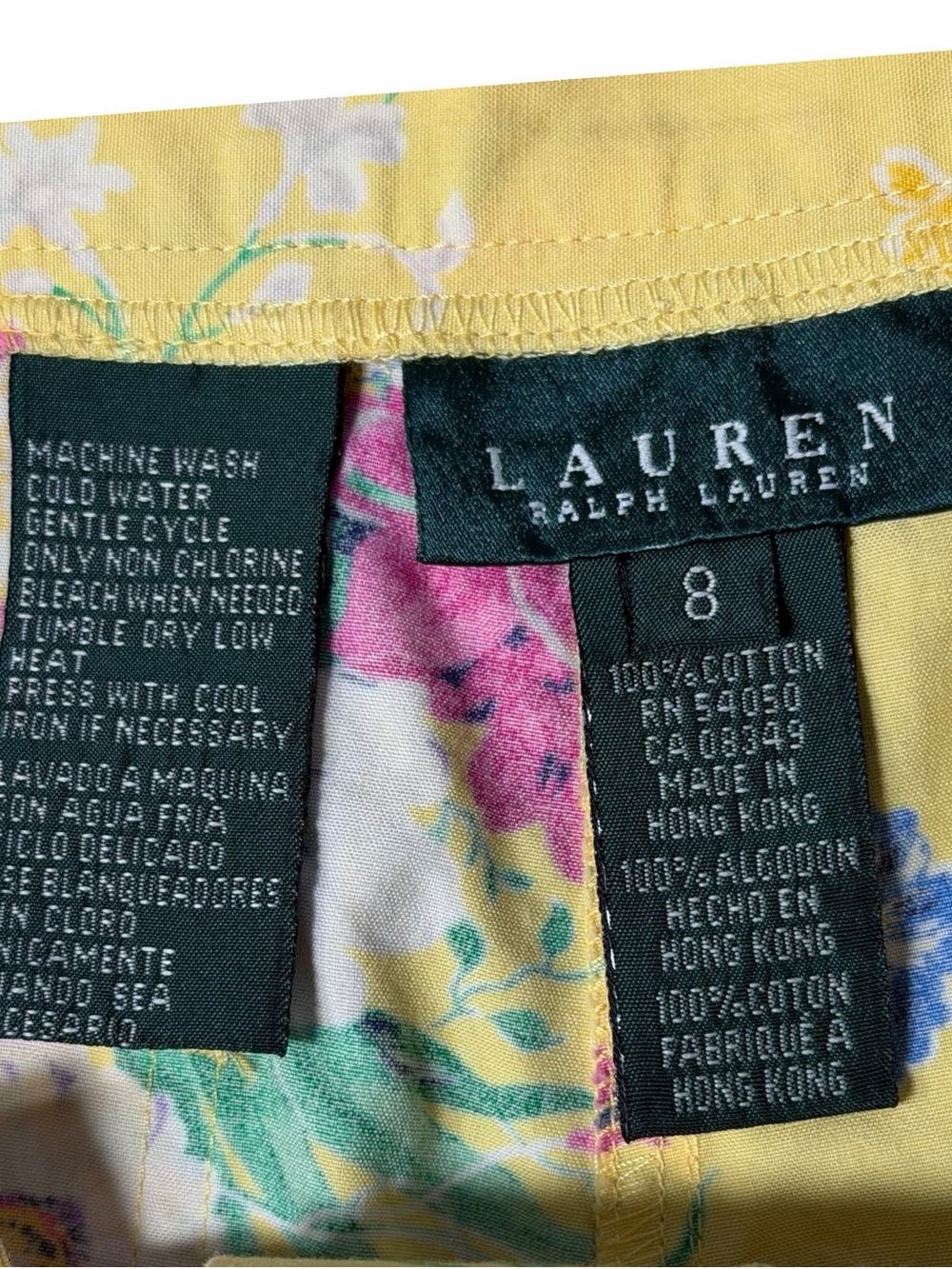 Lauren Ralph Lauren Vintage Yellow Floral Cropped Pants size 8 - Picture 7 of 12
